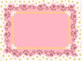 Pink floral frame with kitten paw prints Royalty Free Stock Photo