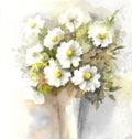 Chamomile Bouquet watercolor painting Royalty Free Stock Photo