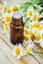 Chamomile extract in a small bottle. Royalty Free Stock Photo