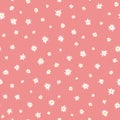 Chamomile floral mille fleur seamless pattern on pink background. Small summer flowers in simple scandinavian cartoon