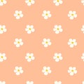 Chamomile floral seamless pattern on Peach Fuzz background