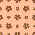 Chamomile floral seamless pattern on Peach Fuzz background