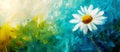 Chamomile Flower Brush Strokes Painting Landscape