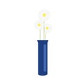 Chamomile Flowers in blue vase. Vector icon