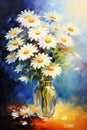 Chamomile Flowers Brush Strokes Painting