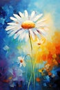 Chamomile Flowers Brush Strokes Painting