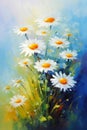 Chamomile Flowers Brush Strokes Painting