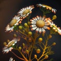 Chamomile flowers closeup on dark background Royalty Free Stock Photo