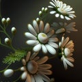 Chamomile flowers closeup on dark background Royalty Free Stock Photo
