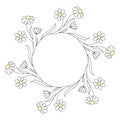 Chamomile flowers wreath. Daisy round floral frame. Vector design element isolated. Wedding invitation, greeting card Royalty Free Stock Photo