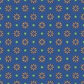 Chamomile geometric seamless pattern. Isolated daisy on navy blue background, abstract simple flower design. Modern Royalty Free Stock Photo