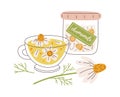 Chamomile Herbal Tea Composition Royalty Free Stock Photo