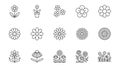 Chamomile line icons set. Daisy flower, echinacea vector illustration. Outline signs for camomile tea. Editable Stroke