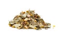 chamomile mixes with lemongrass, orange and hibiscus herbal tea, over white Royalty Free Stock Photo
