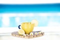 Chamomile in the pool at breackfast morning Royalty Free Stock Photo