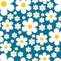 Chamomile seamless pattern, vector floral print in naive style