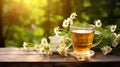 Chamomile summer tea. Illustration AI Generative Royalty Free Stock Photo