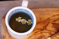 Chamomile tea with chamomile daisy flowers Royalty Free Stock Photo