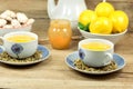 Chamomile tea, lemon and honey Royalty Free Stock Photo