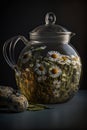 Chamomile tisane tea in teapot. Illustration AI Generative Royalty Free Stock Photo