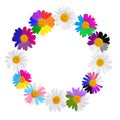 Chamomile wreath concept with gay culture symbols, LGBT signs is