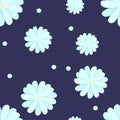 Chamomiles on a dark blue background. Seamless pattern. Chamomile flat illustration. illustration