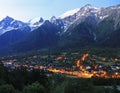Chamonix, Mont Blanc and Aiguille du Midi at sunrise