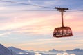 Sunset Alps, cable car Aiguille du Midi, France