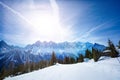 Chamonix Mont-Blanc mountain region ski slope view Royalty Free Stock Photo
