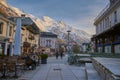 Chamonix-Mont-Blanc town at sunset, France Royalty Free Stock Photo