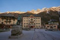 Chamonix-Mont-Blanc town at sunset, France Royalty Free Stock Photo