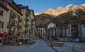 Chamonix-Mont-Blanc town at sunset, France