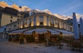 Chamonix-Mont-Blanc town at sunset, France Royalty Free Stock Photo