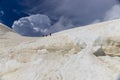 Alpinists climbing down from Aguille du Midi Royalty Free Stock Photo