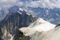 Alpinists climbing down from Aguille du Midi Royalty Free Stock Photo