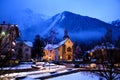 Chamonix town in the Mont-Blanc Valley by night