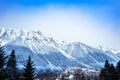 Chamonix village and Le Brevent mountain at winter Royalty Free Stock Photo