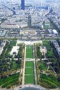 Champ de Mars and Ecole militaire view from Eiffel tower in Paris Royalty Free Stock Photo