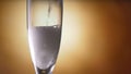 Champagn sparkling wine pouring into glass slowmotion