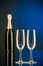 Champagne against gradient background Royalty Free Stock Photo