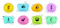 Champagne, Beer bottle and Water glass icons set. Water drop, Milk jug and Coffee cup signs. Vector