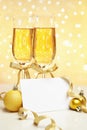 Champagne with blank invitation