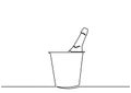 Champagne bottle in bucket and glasses one line vector illustration minimalism style. Drawing of a champagne bottle in a bucket Royalty Free Stock Photo