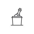 Champagne bottle in a bucket with ice line icon Royalty Free Stock Photo