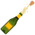 Champagne bottle cork explosion vector illustration Royalty Free Stock Photo