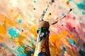 champagne bottle with a cork popping out, in the style of abstract, with splashes of paint and shapes Royalty Free Stock Photo