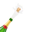 Champagne bottle. Explode traditional french alcohol drink. Royalty Free Stock Photo