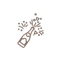 Champagne bottle exploding celebration bubbles toast beverage festive party alcohol Royalty Free Stock Photo