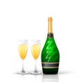 Champagne bottle and glasses Royalty Free Stock Photo