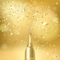 Champagne Bottle on a Gold Background